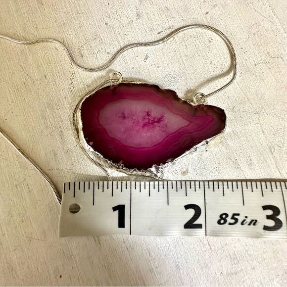Sterling silver agate slice pendant necklace - Picture 11 of 11